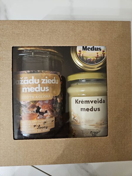 Dāvanu komplekts - dažādu ziedu medus un krēmveida medus